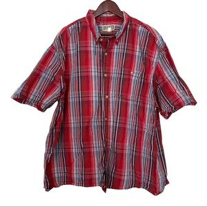 Duluth Trading Plaid Button Down Red Short Sleeve Shirt Men's 2XL XXL